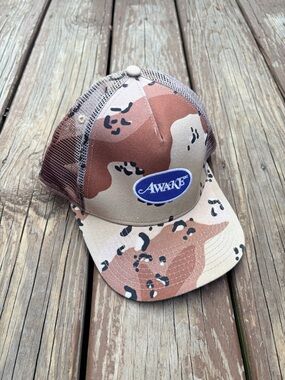 Awake NY Camo Trucker Hat in Desert Brown
